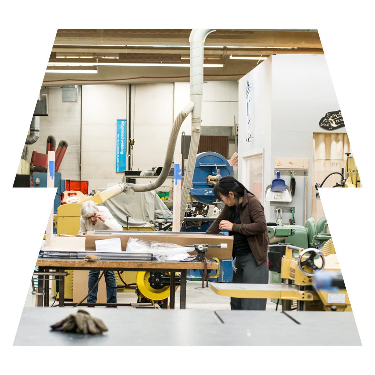 Student working in 3D shop
