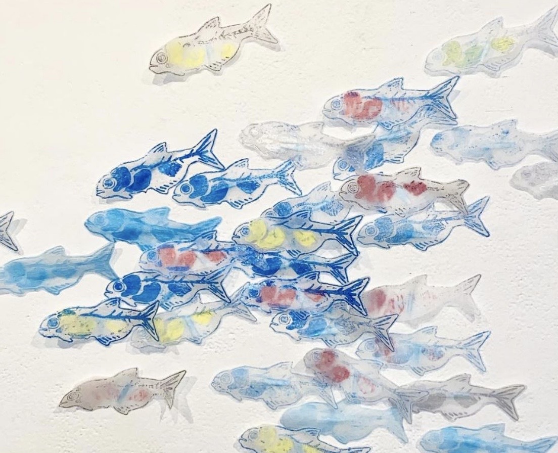 Watercolor painting of fishes