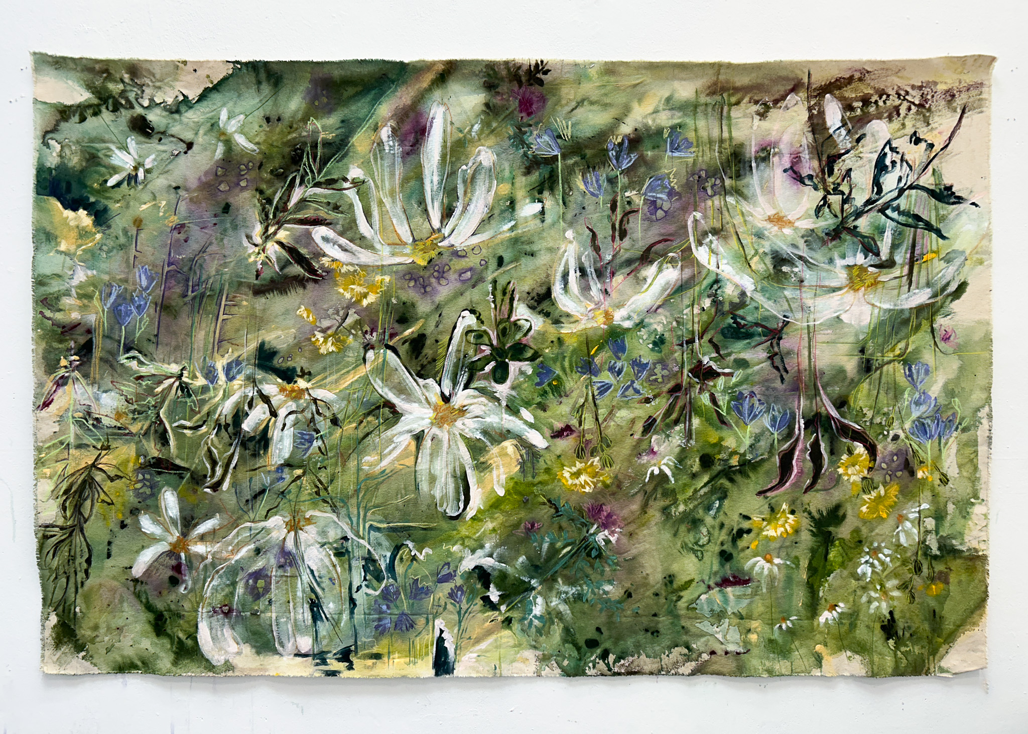 Home Scar: Flora, 2025, Acrylic & Organic Matter and Mixed Media on Canvas, 6’ x 4’