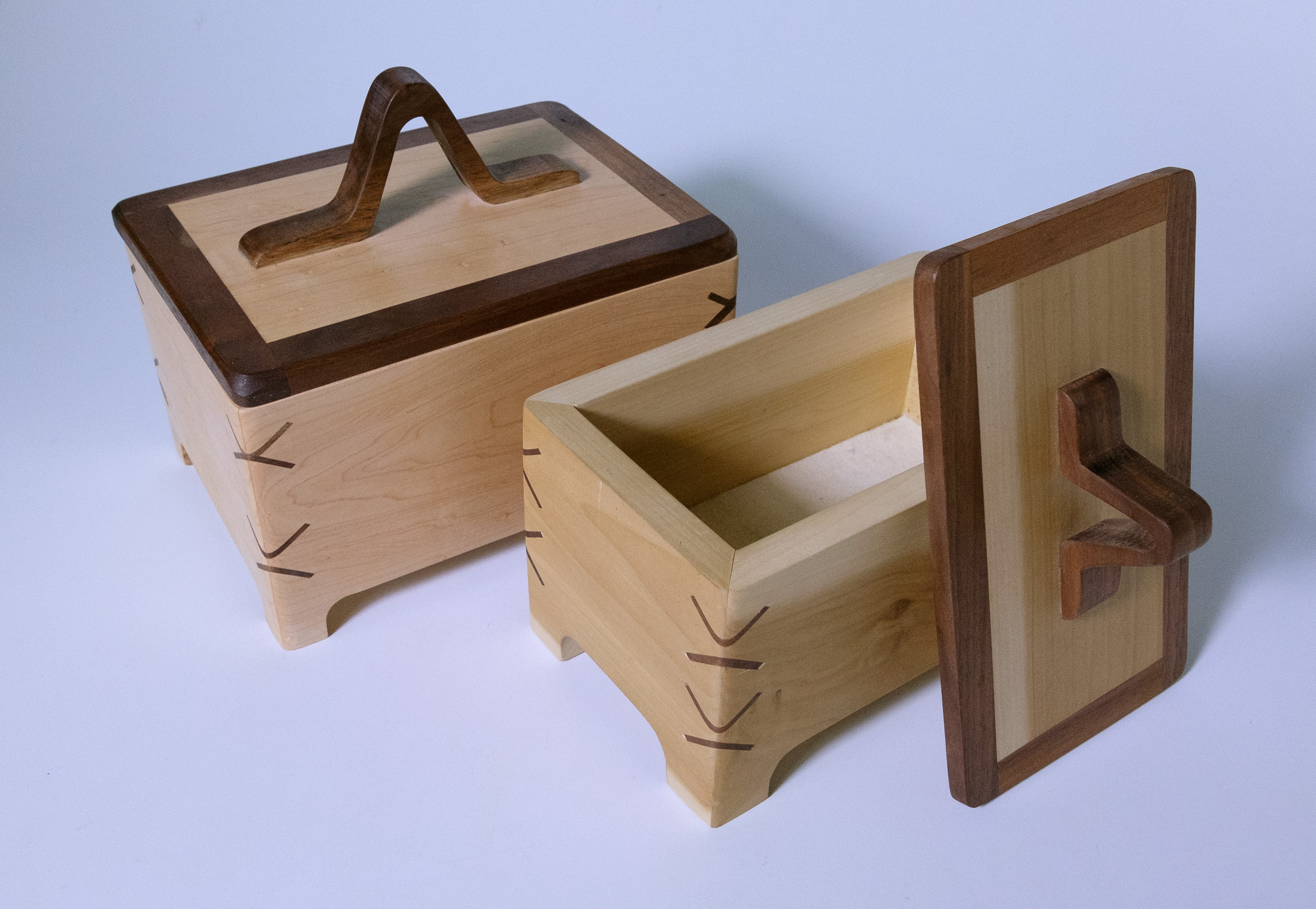 Wooden boxes with lids