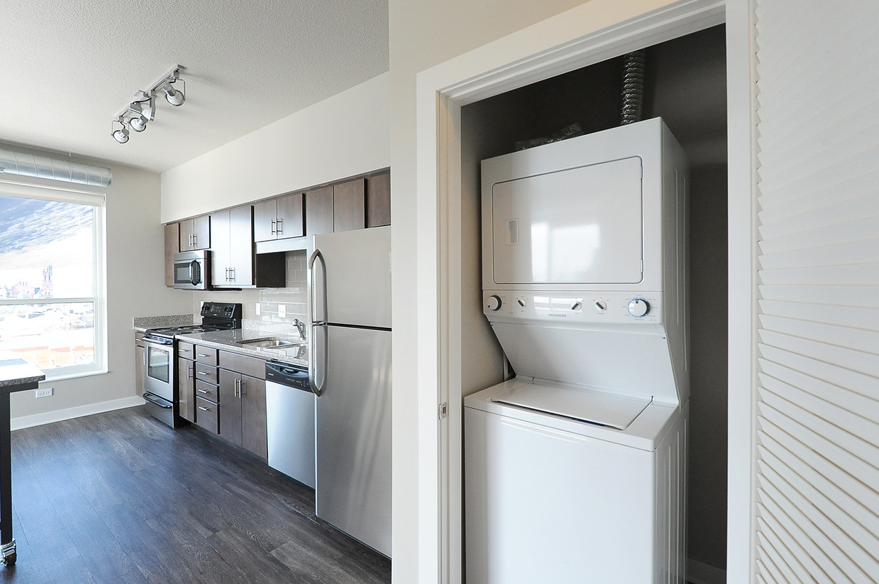 The Hive interior with a kitchen and washer/dryer