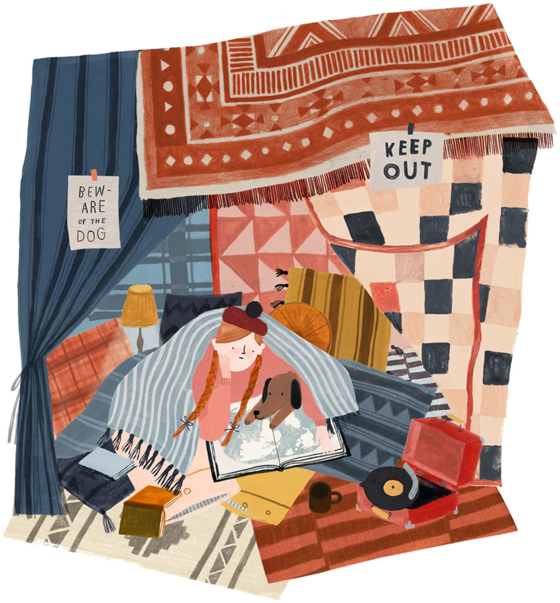 Illustration of a person in a fort