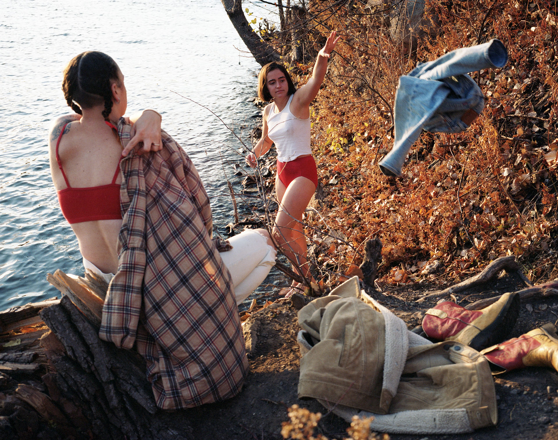 Young adults on a shore