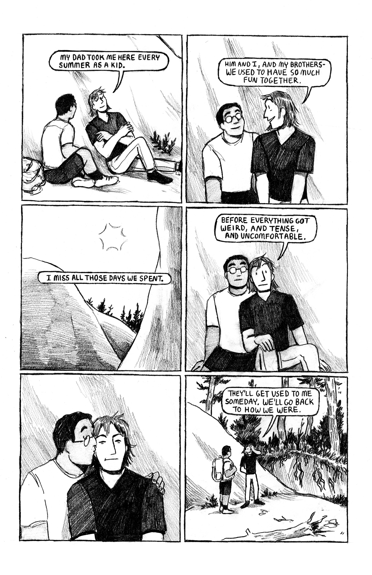 Comic of two men on a date reminiscing