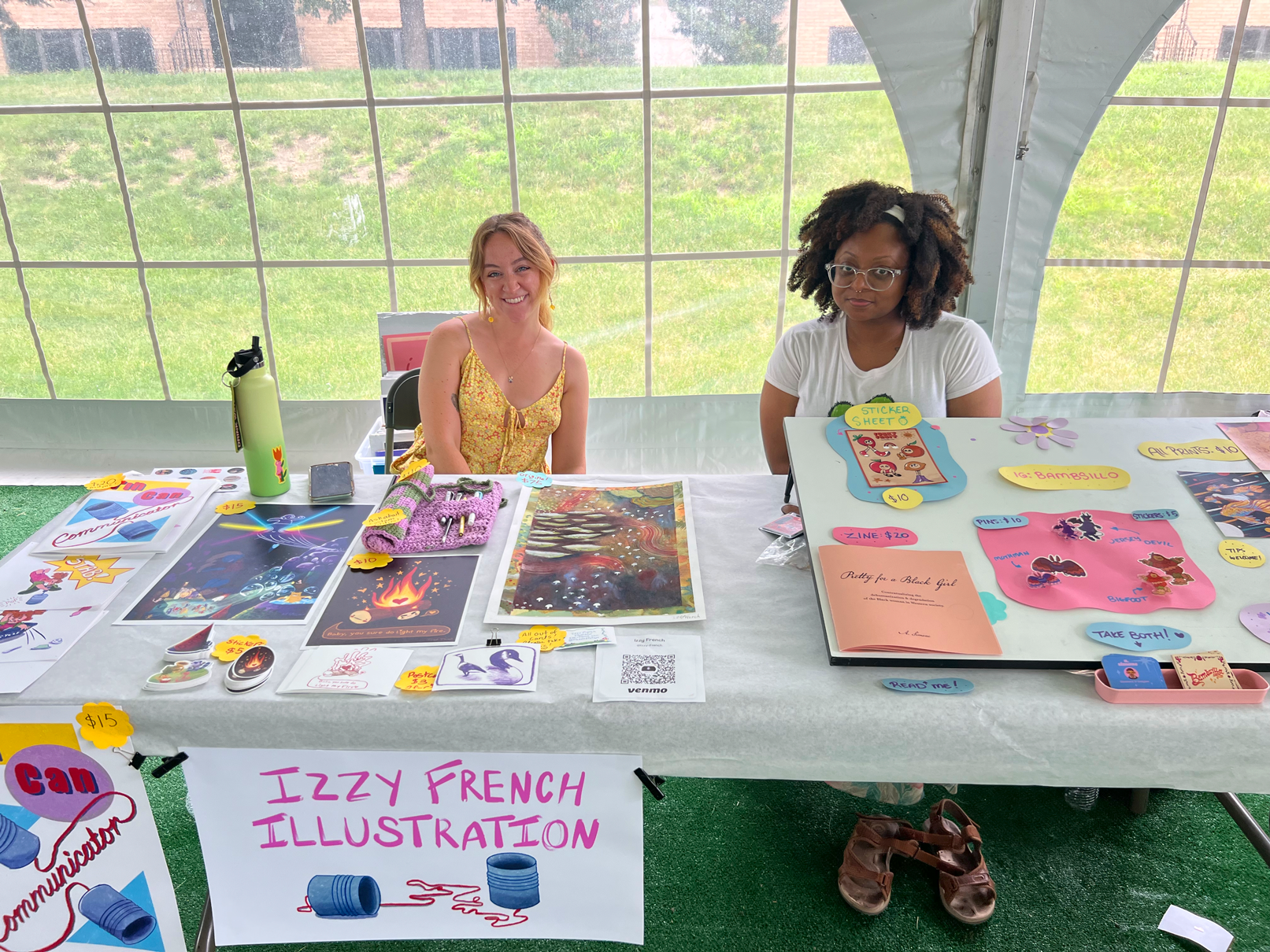 Izzy French and Illustration student Abri Simone at Zine Fest