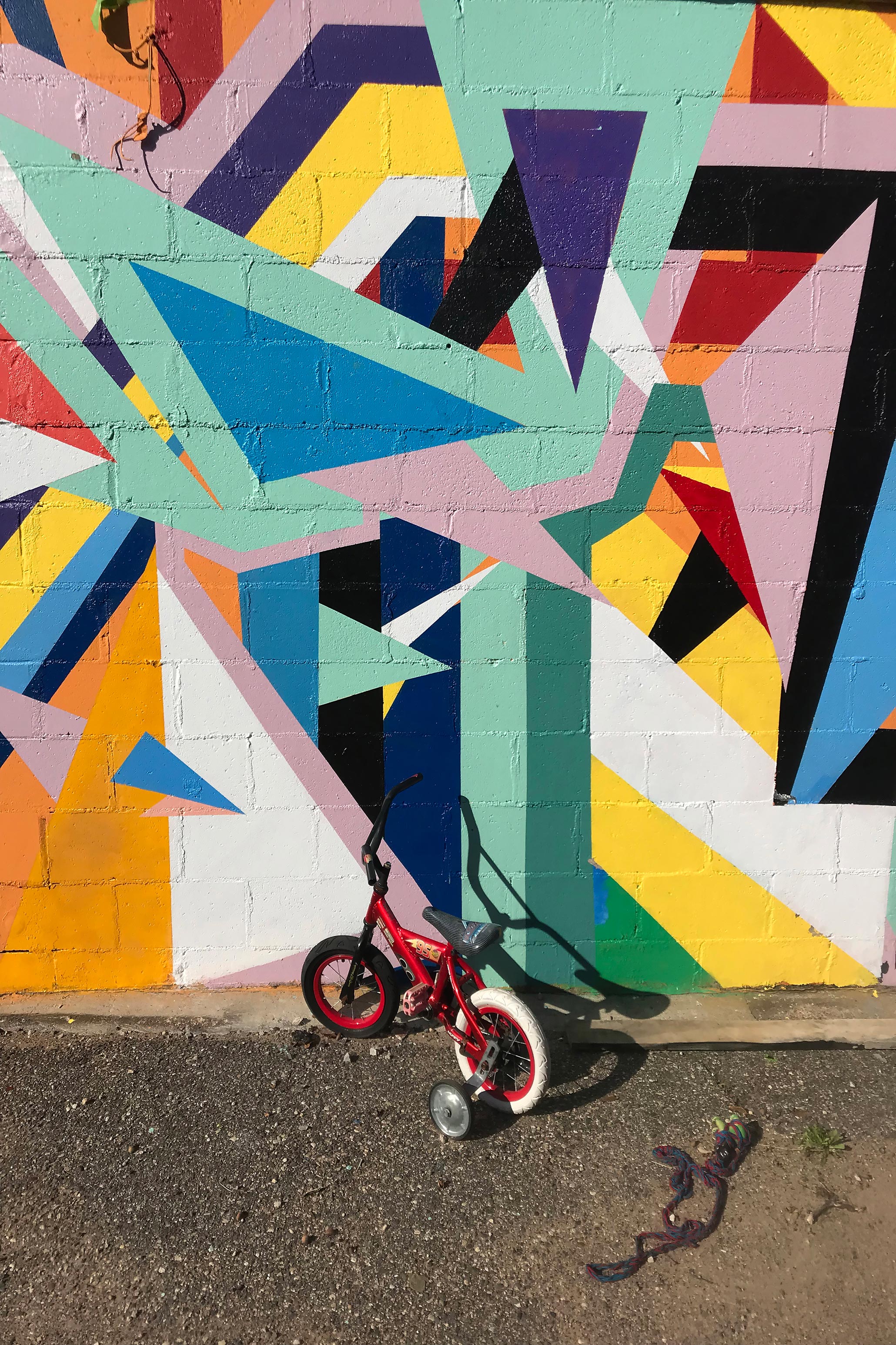 Mural and bicycle by Daren Hill.