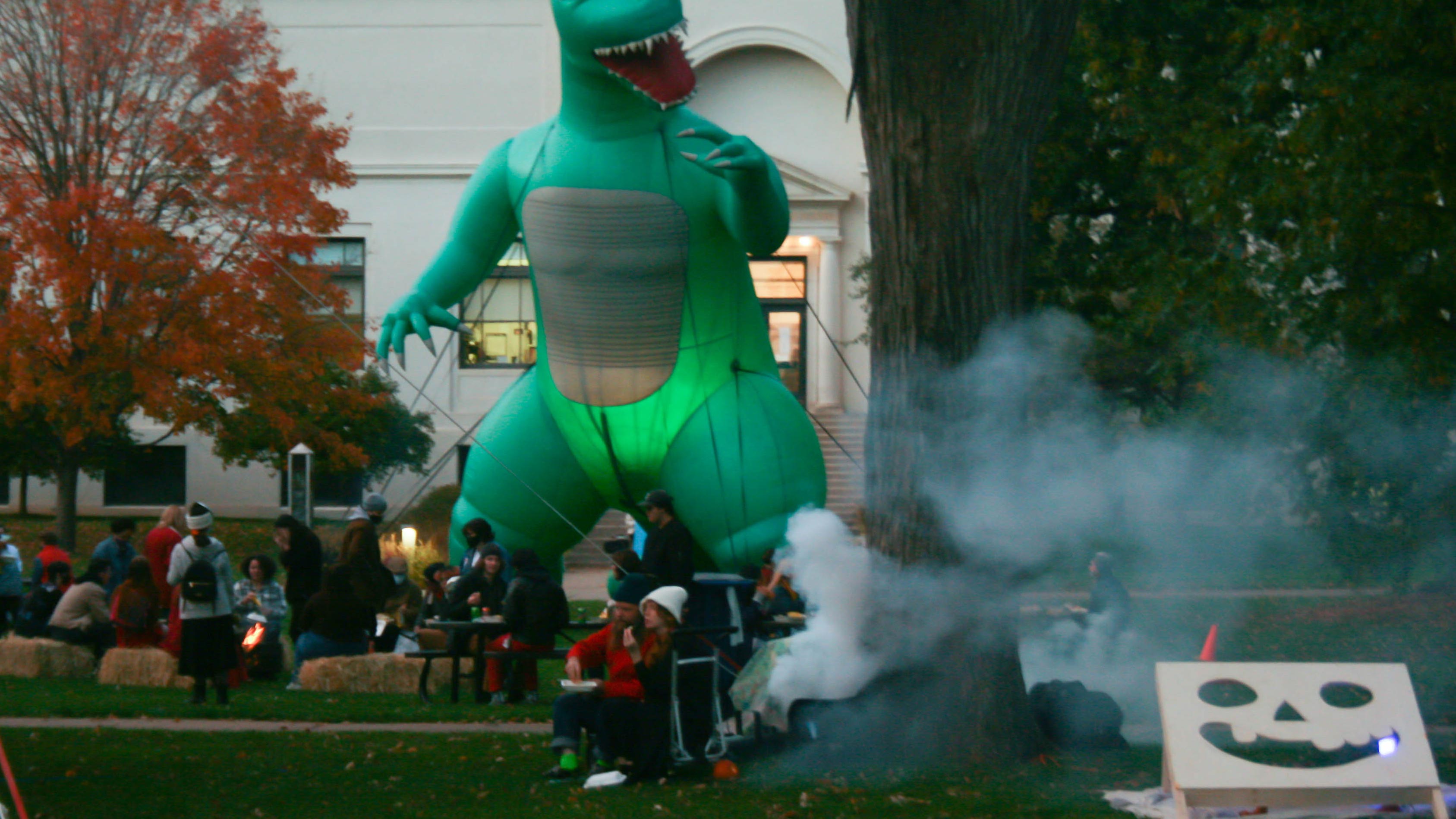 Students gathered on MCAD lawn