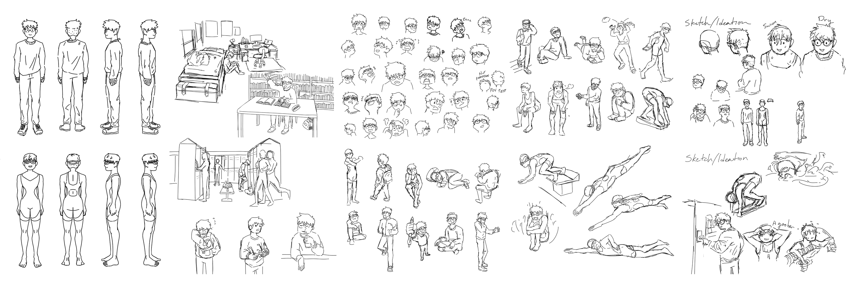 Swimmer's Dilemma comic process work by Ngoc Doan