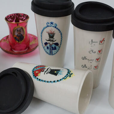 Katayoun Amjadi, Haute Tea, 2014, cast porcelain and Qajar tea set, dimensions variable
