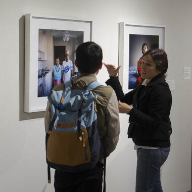 Visitors enjoying Selma Fernández Richter's work at the reception on October 7, 2016
