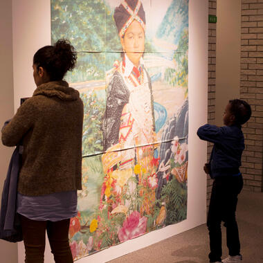 Visitors viewing Her's work at the reception on October 7, 2016