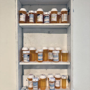 Kendall Dickinson, Second-year MFA, i've never felt more like me, Pill bottles, medicine cabinet, pills