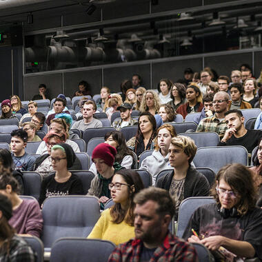 Visitors in the auditorium