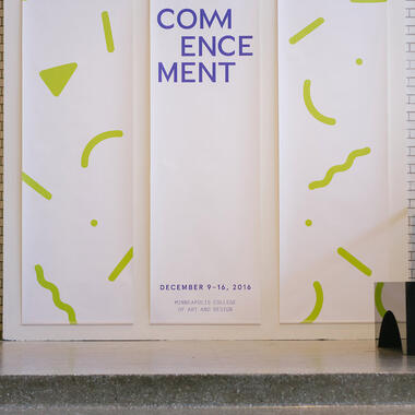 Commencement identity designed by Juliana Danielson ’17, MCAD DesignWorks