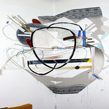 Gregory Bae, More Kin Acts, Inkjet print and mixed media on drywall, 152cm x 122cm x 1.3cm, 2013