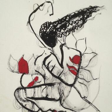 Ellen Schillace, Woman on Fire, 2000-05, ink on paper.