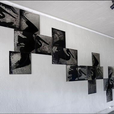 Gayle Stevens, Flight (installation view,) Wet plate collodion, 2014