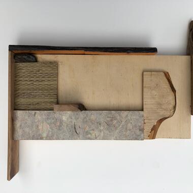 Kinji Akagawa, Untitled, 2021, wood, stone, tatami mat, handmade paper