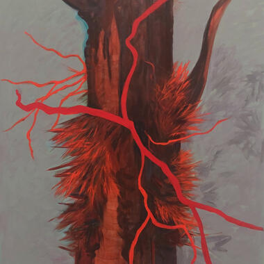 Hazel Belvo, Spirit Tree: Honey Locust #16, acrylic on canvas