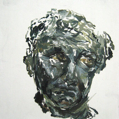 Allen Brewer, Bronze Head, Oil on panel, painted blind