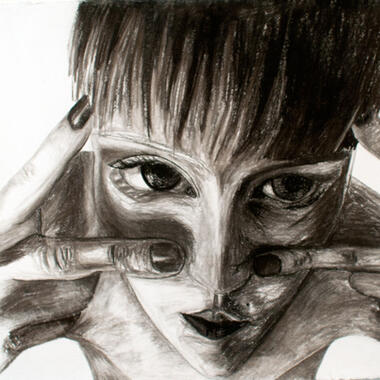 Anna Garski, I See You, I See You Looking, Charcoal on paper, 2011