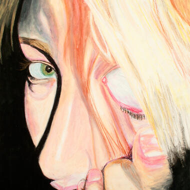 Anna Garski, Look at Me, Don’t Look and Me, Oil pastel on paper, 2010