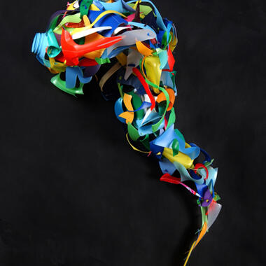 David Edgar, Plastizoic Genesis Creature, 2007, post consumer recyclable plastics Dimensions: 48”x 16”x 11”