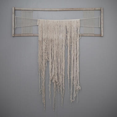 Marc Manke, My Hair Has Grown Long Since Last We Met, 2010, aged cedar and cotton thread Dimensions: 81”x 70”x 3”