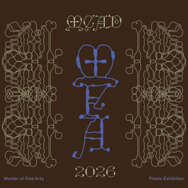 2026 MFA Thesis Exhibition banner on brown background