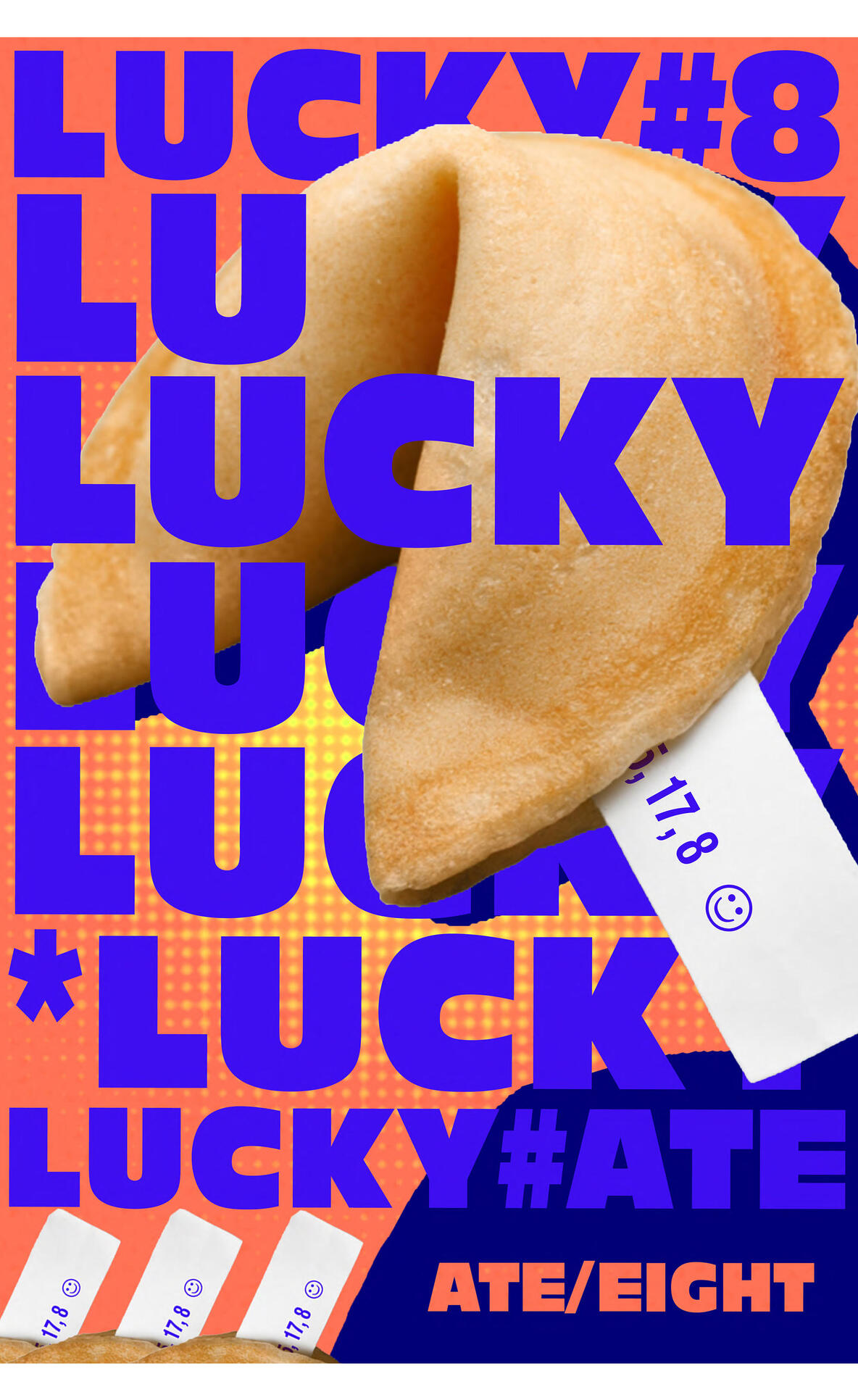 Homonym Poster saying "Lucky" and "Ate/Eight" ; Chase Schulte