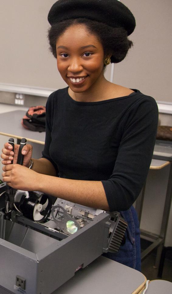 Students working in a product design class