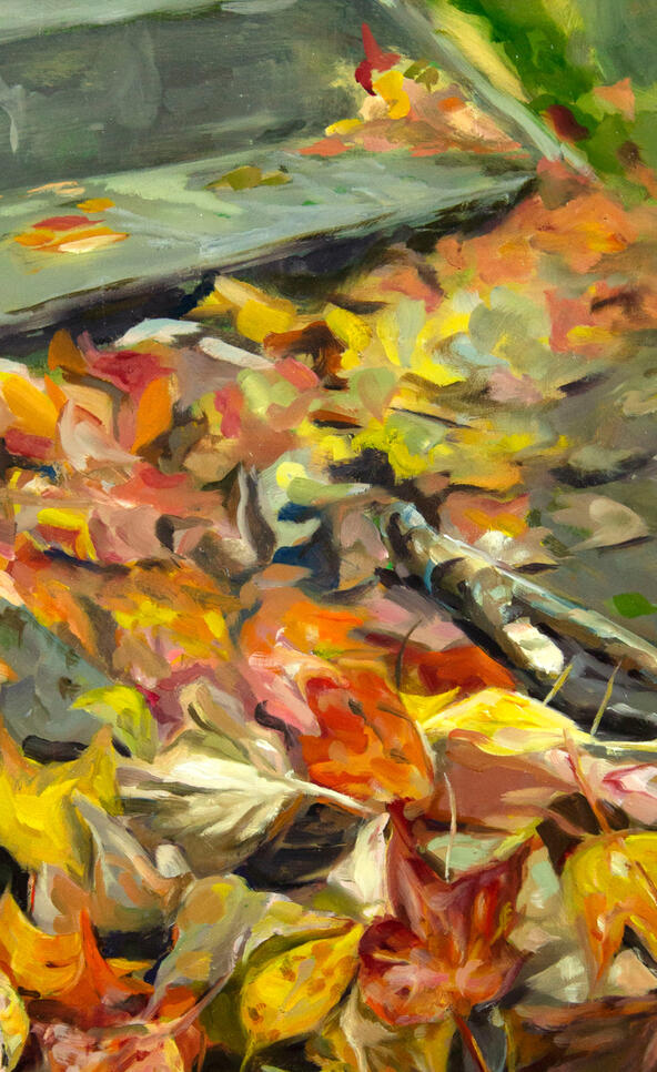 painting of fall leaves ; Sally Carr