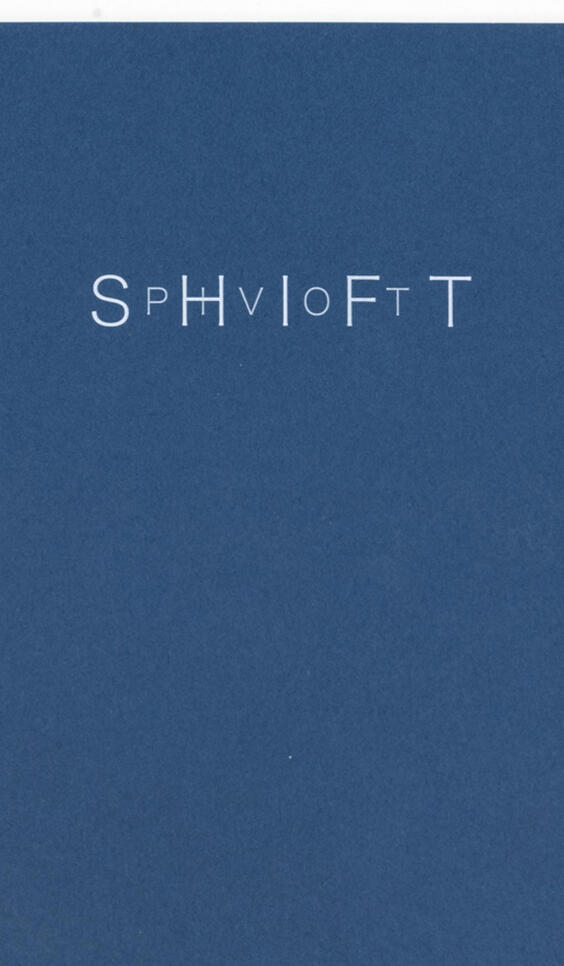 The cover of a short hand bound book, the cover is blue and reads "SpHvLoFtT" ; Paula McCartney
