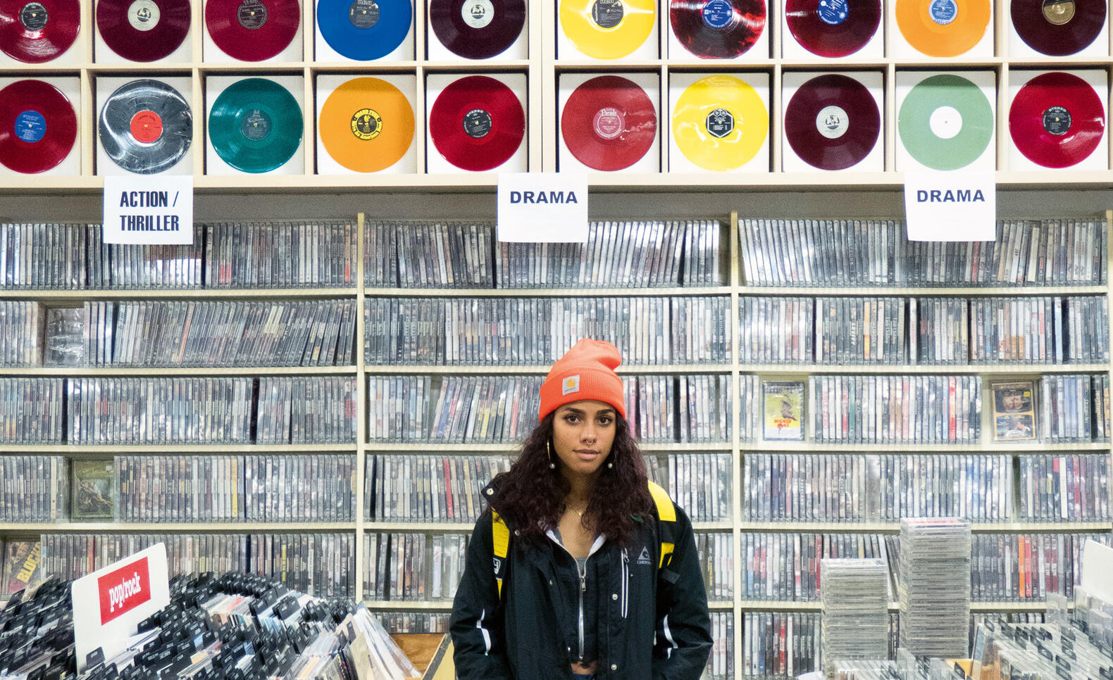 Person standing in a Whittier record store