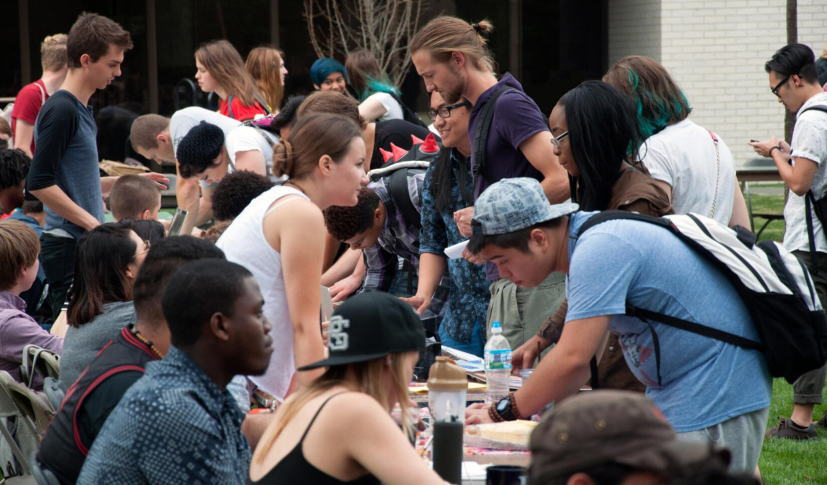 Students at the back to school BBQ