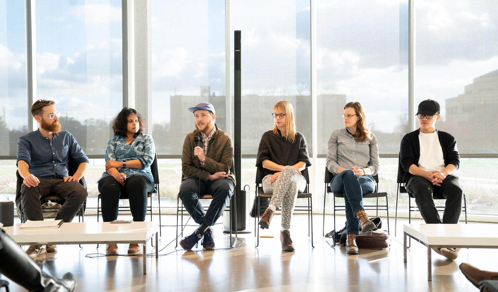 A group of people in conversation