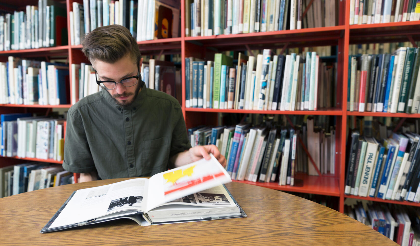 Student in the library