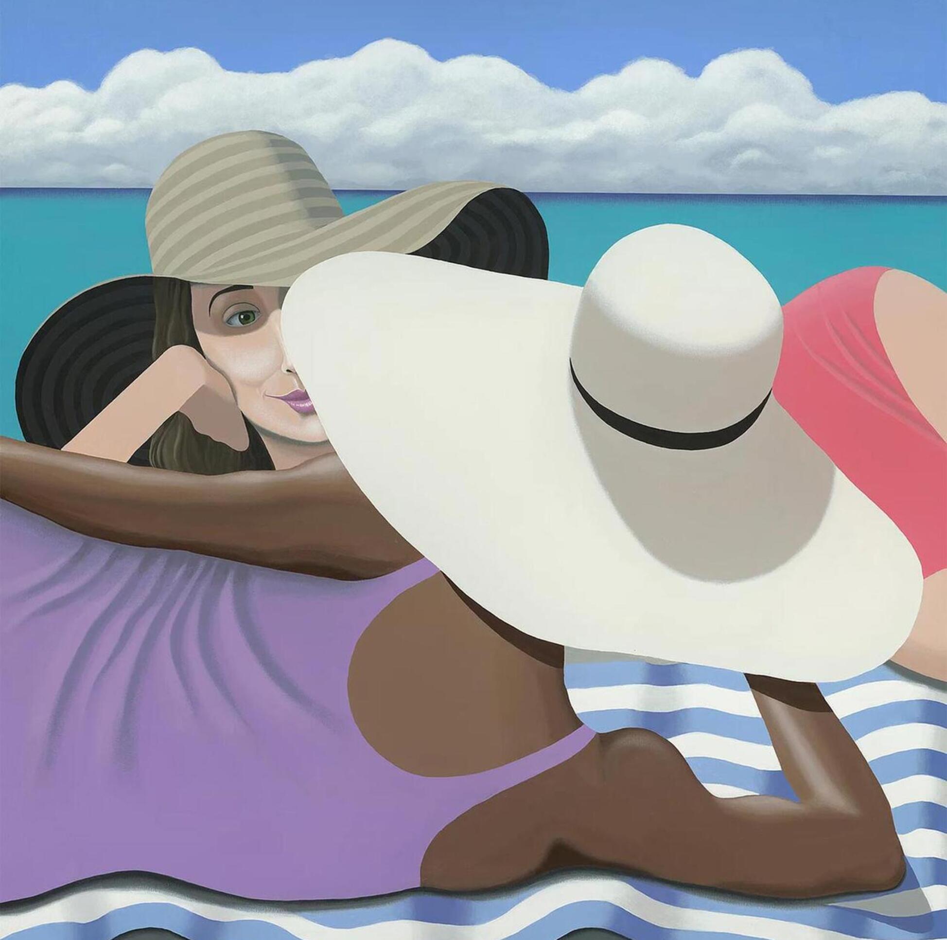 Painting of two people on a beach ; George Halvorson