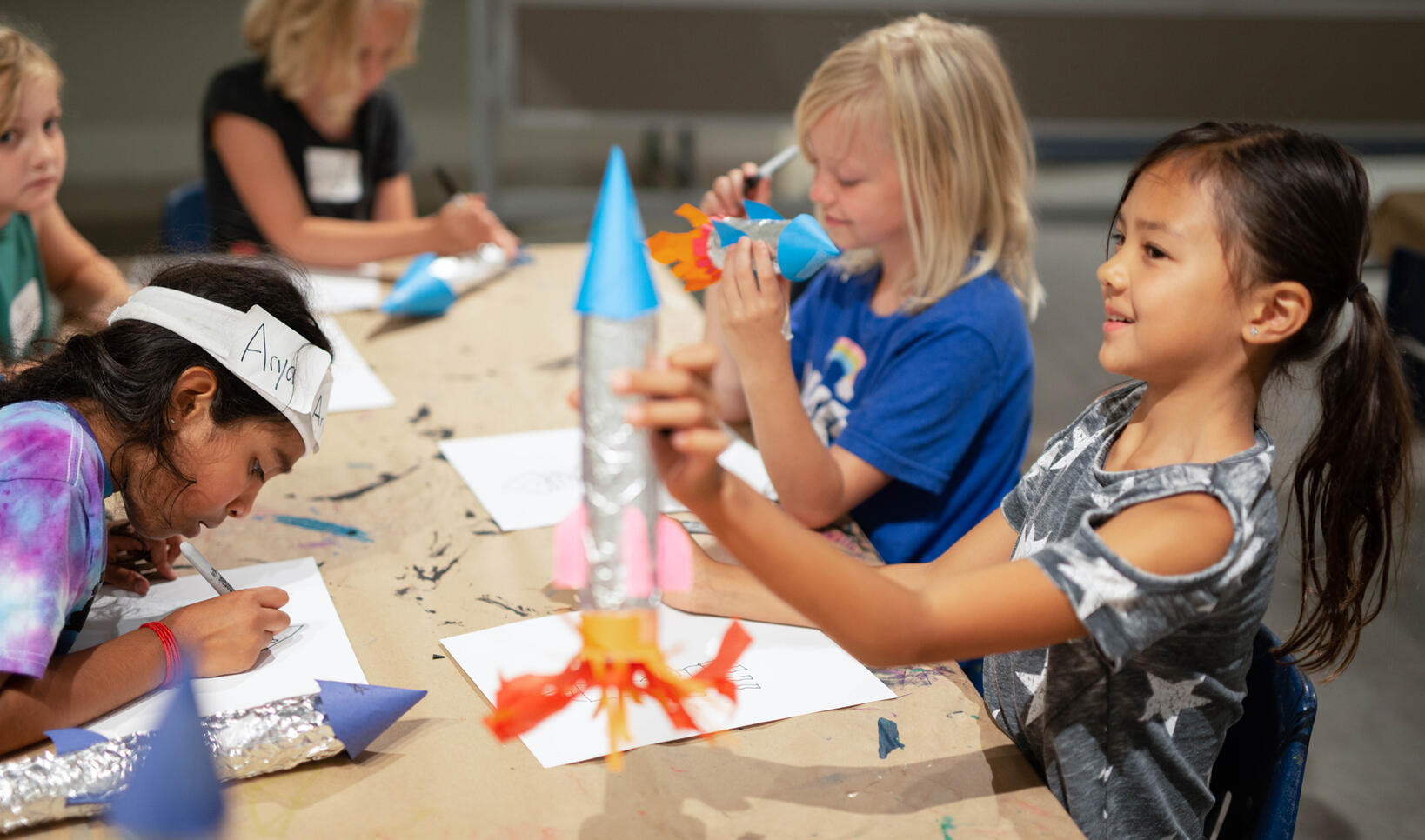 Students making rockets at Summer Youth Camps