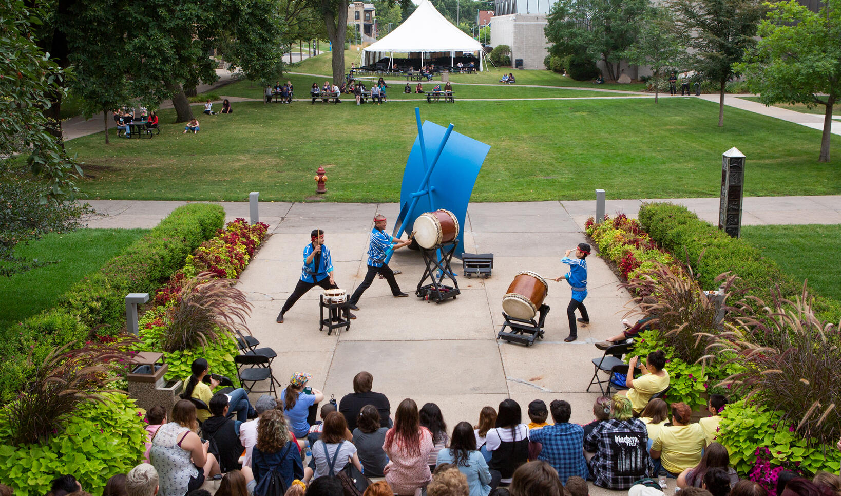 Drum circle during orientation