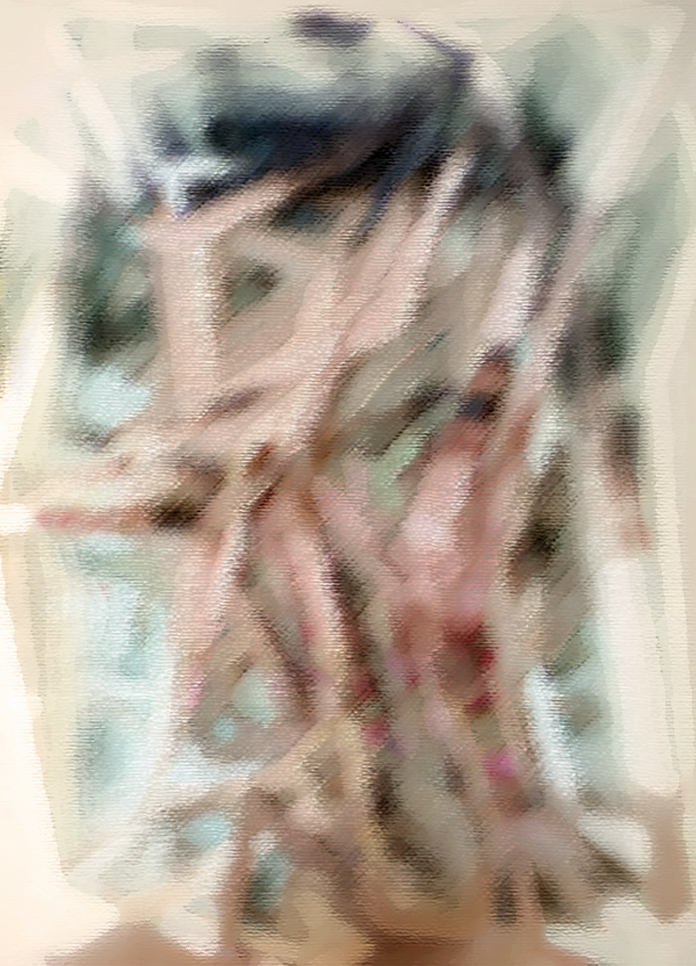An abstract representative portrait in a pastel color palette.  ; Brittni Krieger
