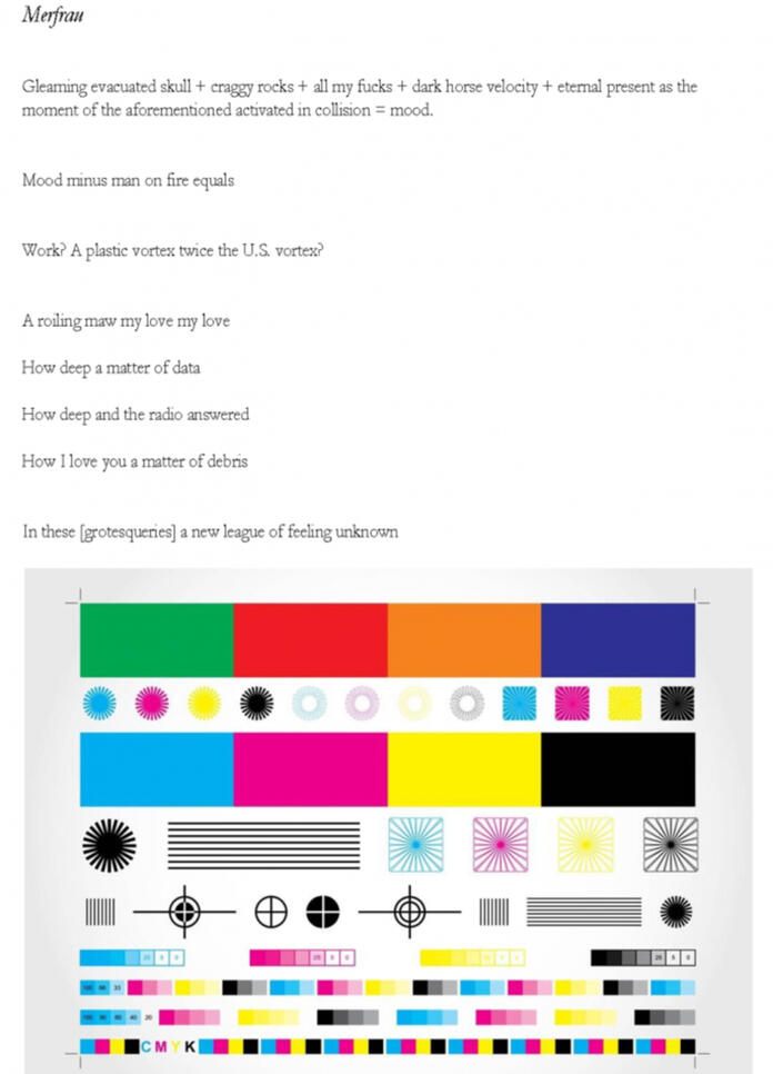 A poem above a chart of colors  ; Elisabeth Workman