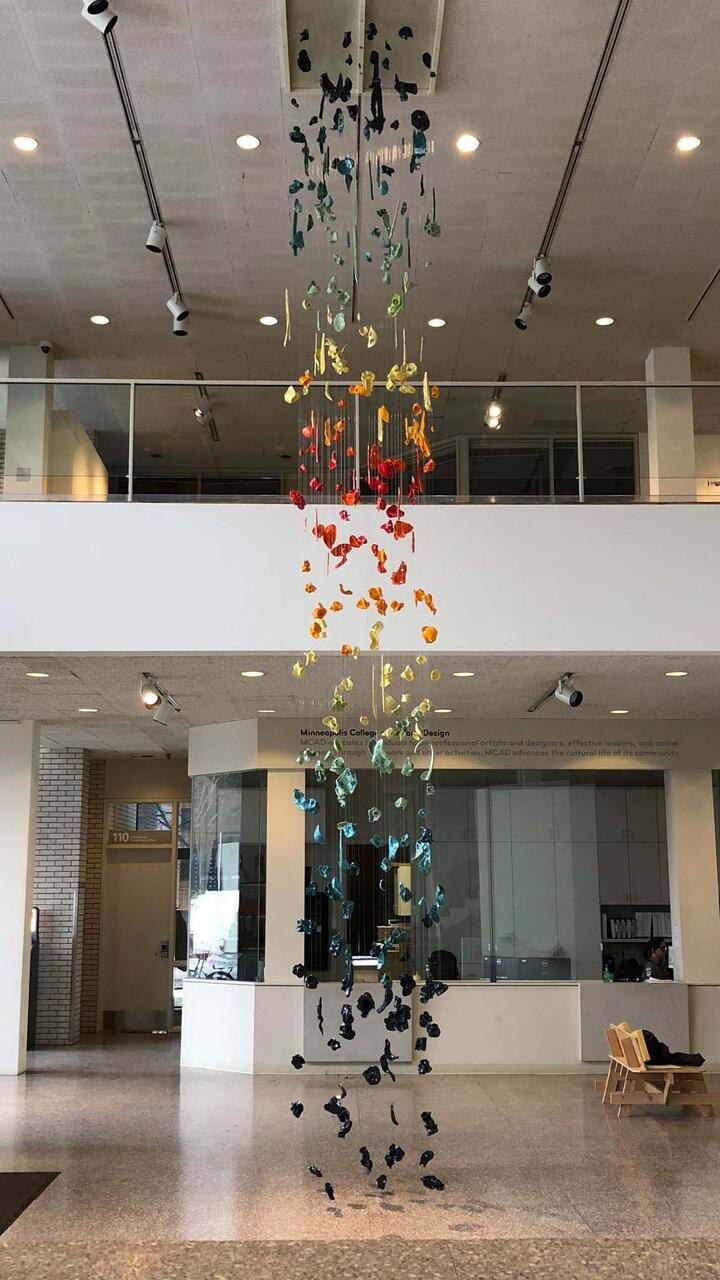 Large scale sculpture displayed in the MCAD Main Gallery.