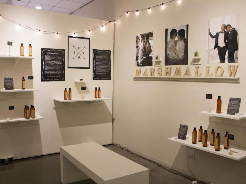 Storefront-inspired display for "Marshmallow."