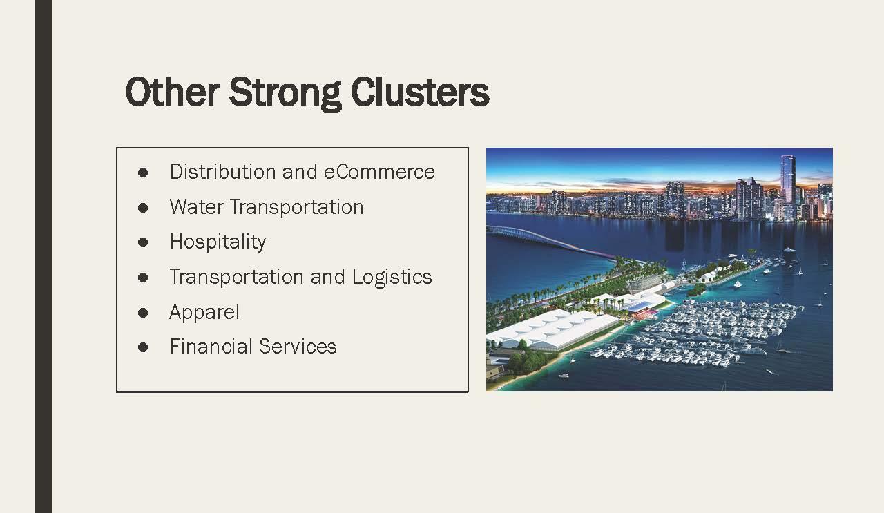 Presentation for Miami's art and design centered industry clusters.