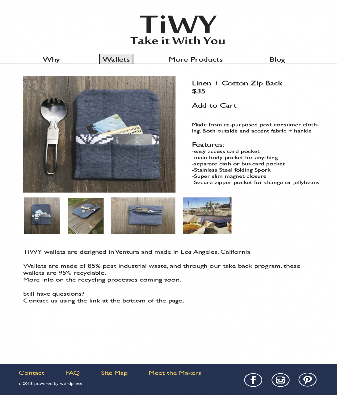 Presentation for a reusable wallet and cutlery product.