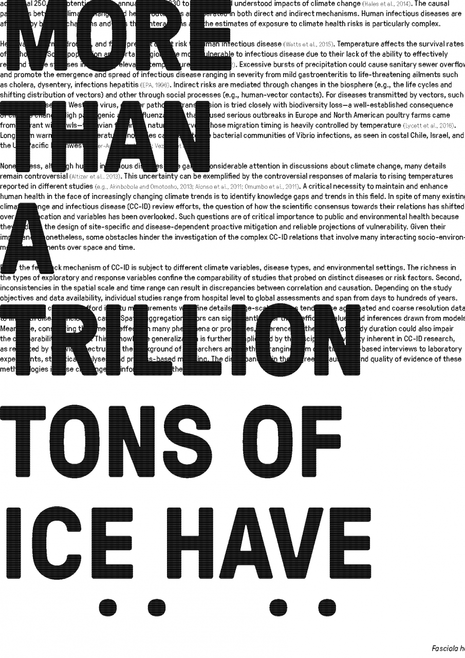 Typography poster for "A Song of Ice" by Elizabeth Kolbert. 