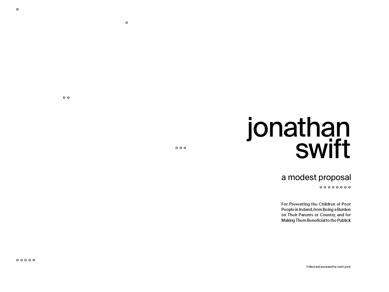 Typography poster for "A Modern Proposal" by Jonathan Swift.