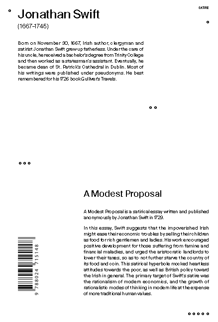 Typography poster for "A Modern Proposal" by Jonathan Swift.