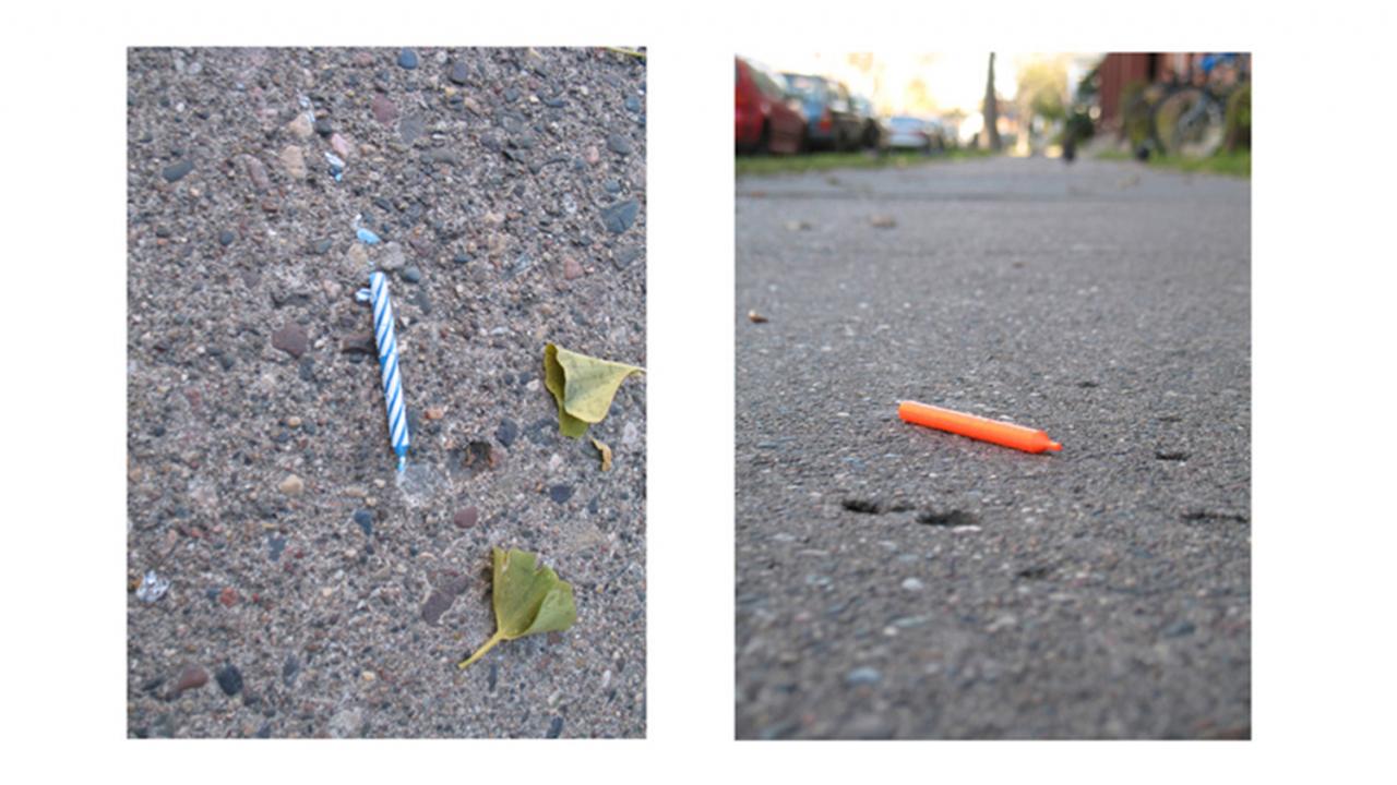 Candles on the pavement